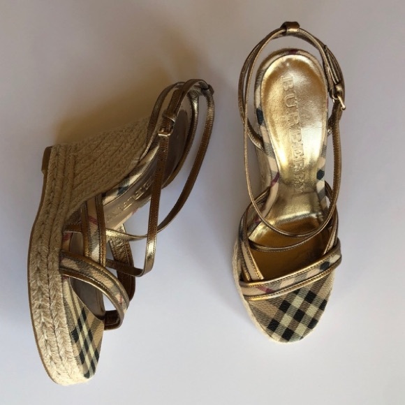 Burberry Espadrille Sandals Wedges Sz 37. Never Worn. - Picture 2 of 5